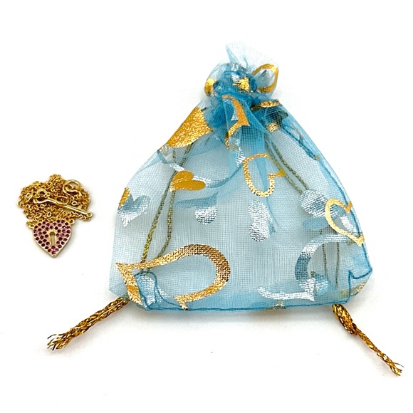 18K Gold Plated over 925 Sterling Silver Luxury Heart Lock With Key Necklace - Picture 8 of 9